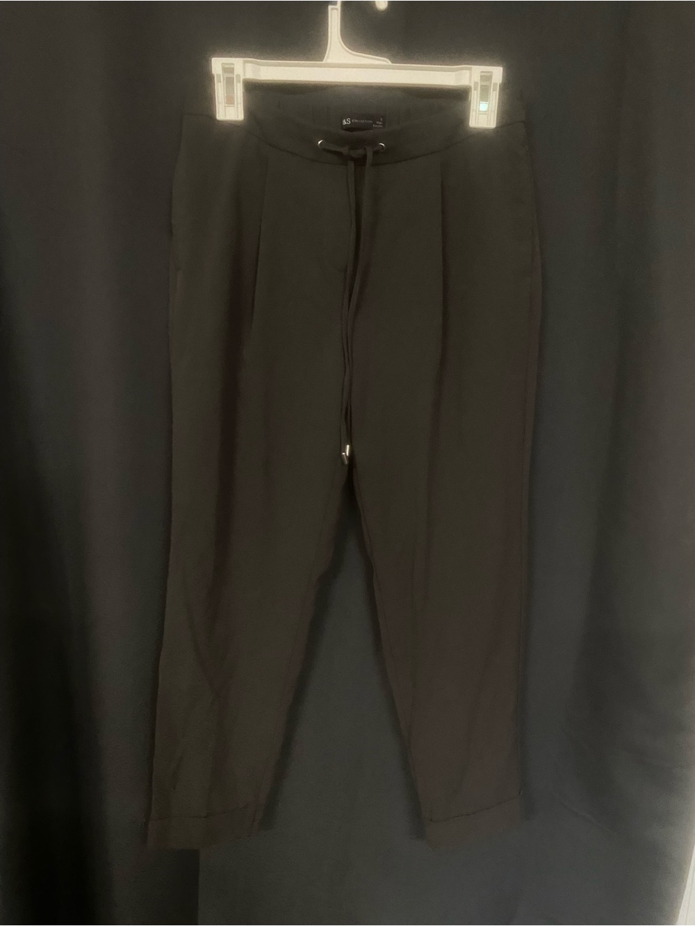 SD Collection Black Drawstring Tapered Pants